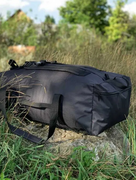 Баул 100 літрів військовий ЗСУ тактичний сумка рюкзак для речей похідний колір чорний передислокація - зображення 2