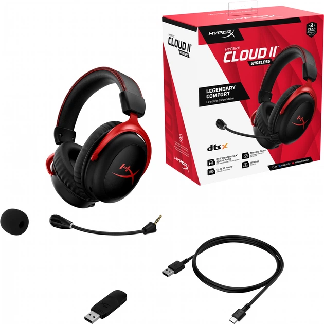 Słuchawki HyperX Cloud II Wireless Black-Red (HHSC2X-BA-RD/G / 4P5K4AA) - obraz 14