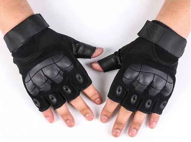 Перчатки тактические с косточками без пальцев XL длинна 15.5см ширина 11см Черные - изображение 2