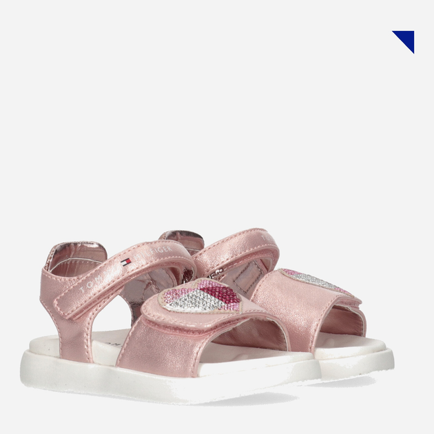 Sandały dziecięce dla dziewczynki Tommy Hilfiger Strass Heart Velcro Sandal T1A2-32752-1367341- 24 Różowe złoto (8052578172629) - obraz 2