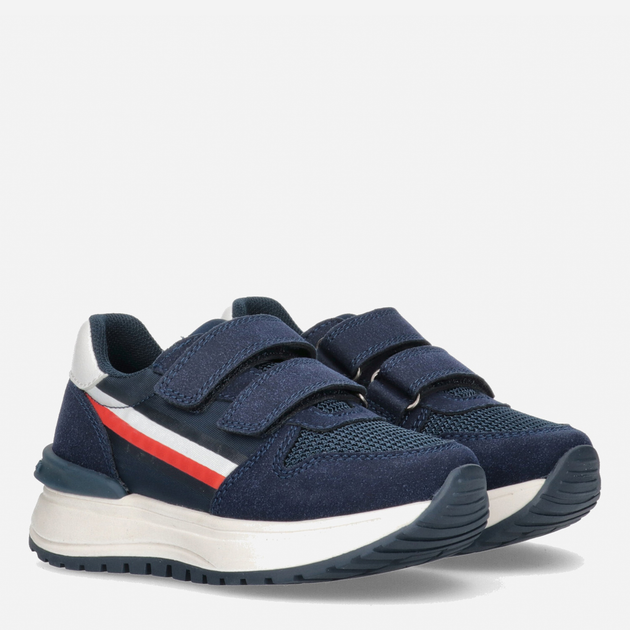 Buty sportowe chłopięce na rzepy Tommy Hilfiger Stripes Low Cut Velcro Sneakers T1B9-32882-1587X007 31 Granatowe (8052578179079) - obraz 2