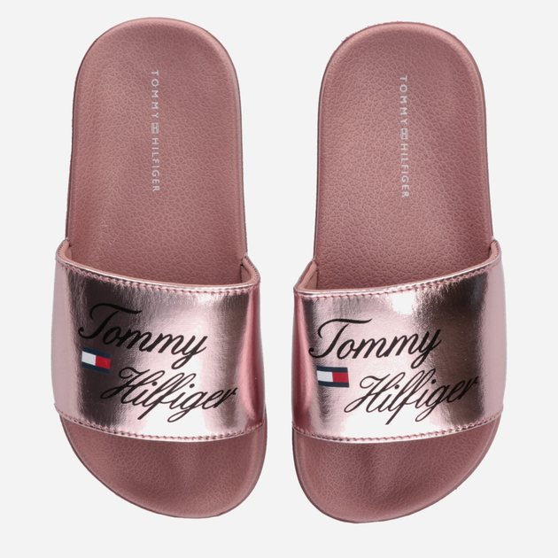 Klapki dziecięce Tommy Hilfiger Logo Pool Slide T3A0-32799-1367341- 32 Rose Gold (8052578181249) - obraz 4