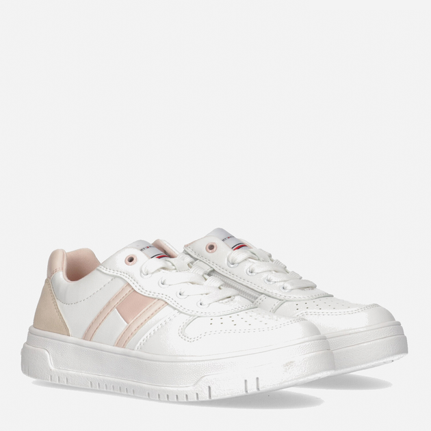 Підліткові кросівки для дівчинки Tommy Hilfiger Flag Low Cut Lace-up Sneaker T3A9-32723-1592Y257 38 White/Pink/Beige (8052578190104) - зображення 2