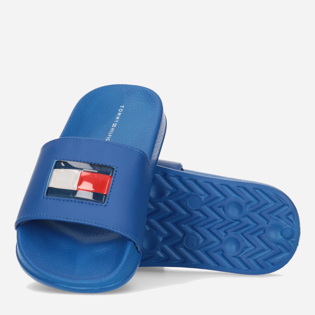 Klapki chłopięce Tommy Hilfiger Flag Pool Slide T3B0-32930-1172801- 39 Granatowe (8052578193518) - obraz 3