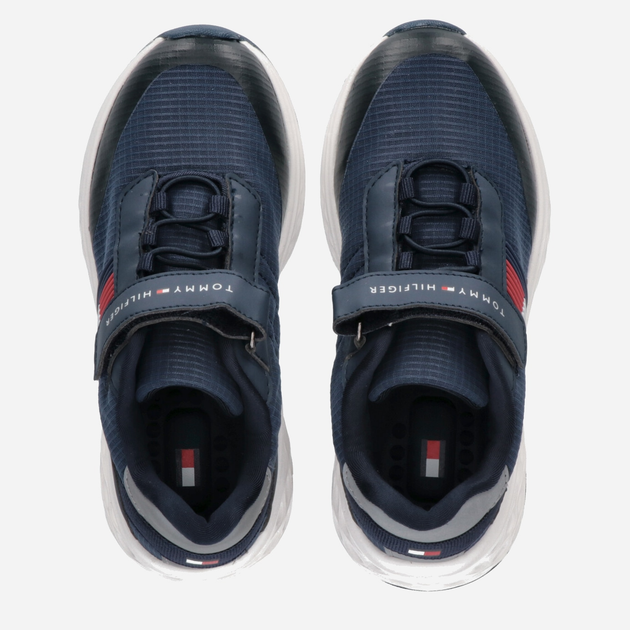 Sneakersy chłopięce na rzepy Tommy Hilfiger Flag Low Cut Lace-up Sneaker T3B9-32895-0328800- 34 Granatowe (8052578196861) - obraz 4