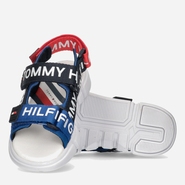 Підліткові сандалії для хлопчика Tommy Hilfiger Logo Velcro Sandal T3X2-32910-1590Y255 36 Сині (8052578197684) - зображення 3