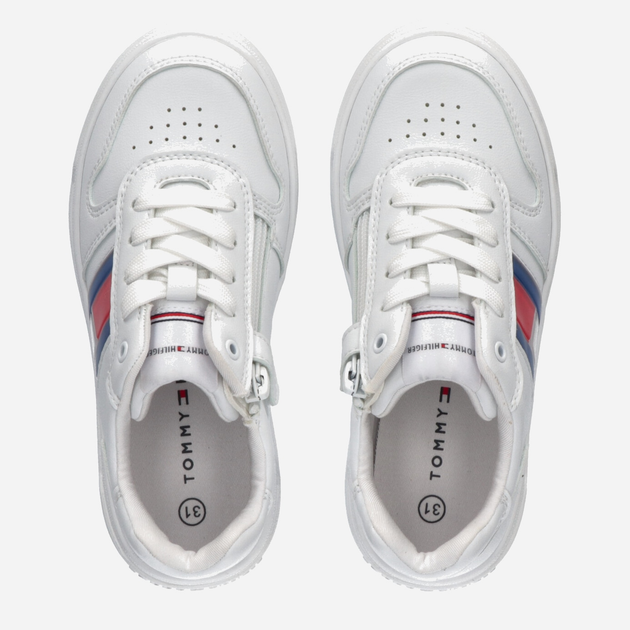 Sneakersy dziecięce dla dziewczynki Tommy Hilfiger Flag Low Cut Lace-up Sneaker T3X9-32867-1355100- 39 Białe (8052578204078) - obraz 4