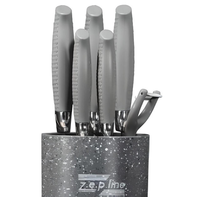 Набор ножей для кухни с подставкой Zepline ZP-046 кухонные ножи Серый - изображение 3