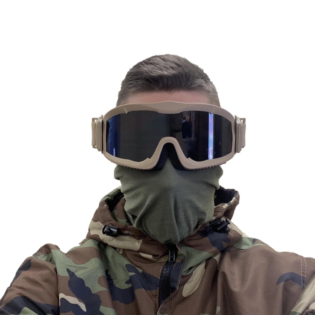 Тактическая ударопрочная маска с тремя сменными линзами (толщина линз 3мм).баллистическая маска.очки - изображение 2
