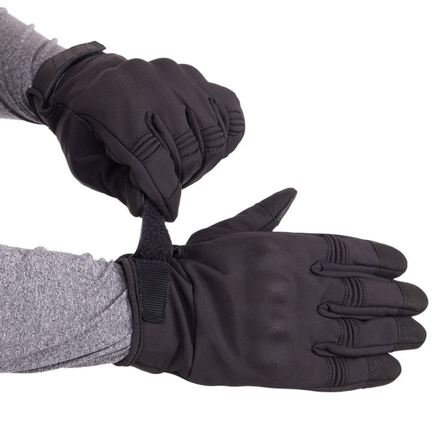 Тактичні рукавички із закритими пальцями на флісі Чорні розмір M (BC-9878-1) - зображення 2