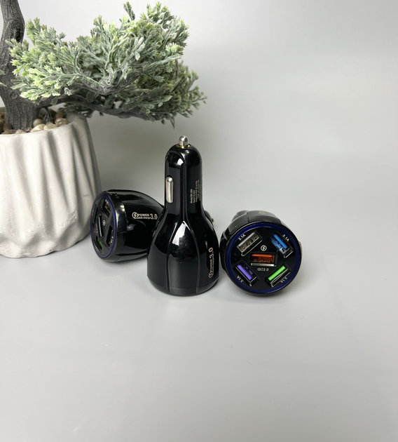 Автомобильное зарядное устройство от прикуривателя 5 USB QC 3.0 Quick Charge USLION UD2549 (BK-359) Black - изображение 7