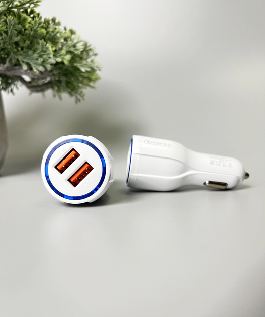 Автомобільний зарядний пристрій USB заряджання від прикурювача QC 3.0 USLION UC5777 (ВК-348) White - зображення 7