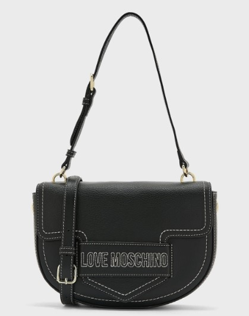 Сумка крос-боді шкіряна жіноча Love Moschino Borsa Vitello Pebble Nero JC4270PP0EKP Black (8054400641372) - зображення 1