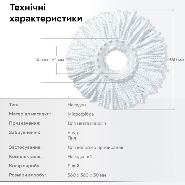 Змінна насадка для комплекту RZTK Spin Mop - зображення 7
