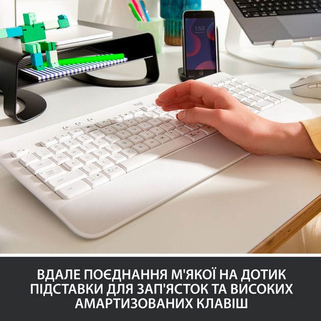 Клавіатура бездротова Logitech Signature K650 USB/Bluetooth White (920-010977) - зображення 2