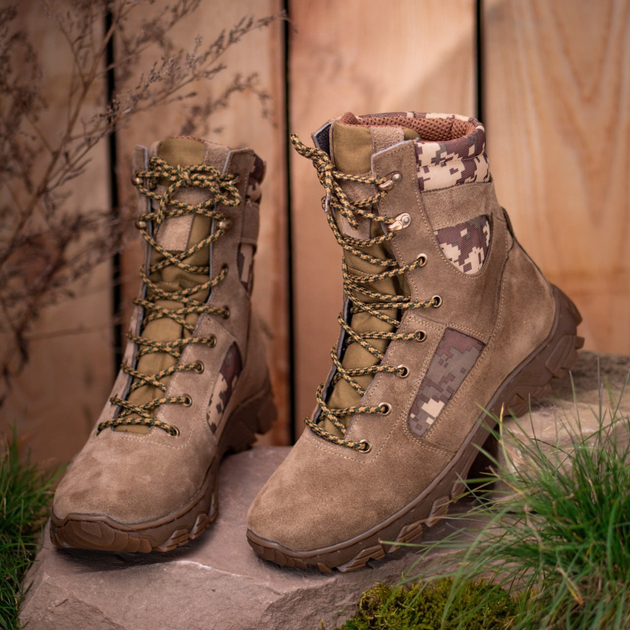 Берцы ботинки тактическая обувь облегченные высокие натуральная гидрофобная кожа усиленная пятка и носок 48 - изображение 1