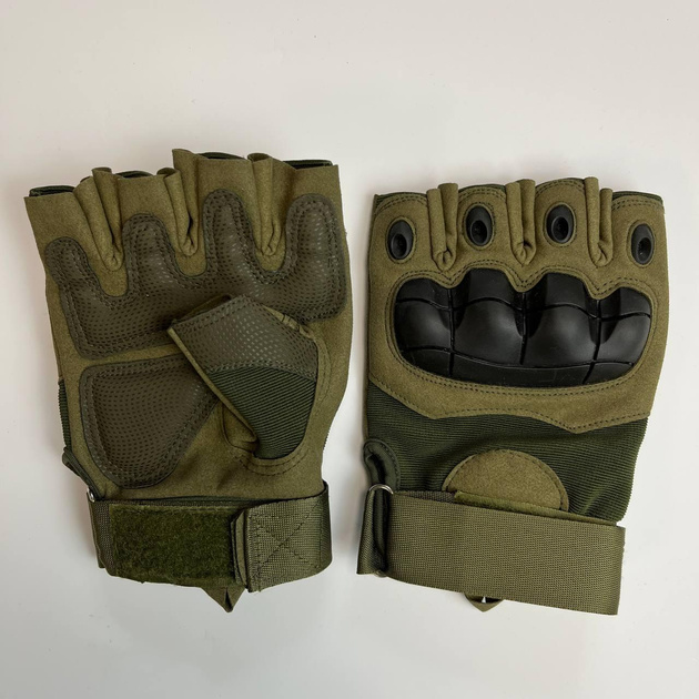 Тактичні перчатки без пальців Gloves HF 1 олива M - зображення 2