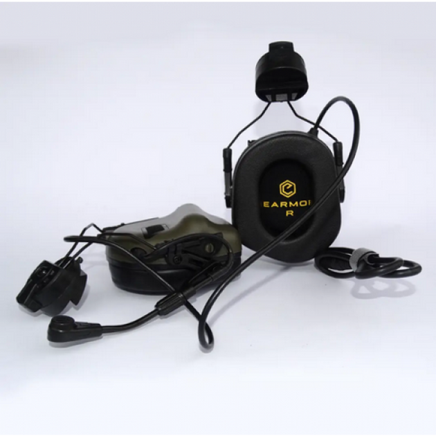 Навушники електронні для стрільби Тактичні Активні Шумозахисні Олива EARMOR M32-Н for ARC Helmet Rails з можливістю підключення рації - изображение 2