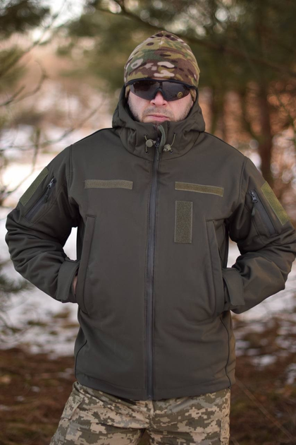 Тактична куртка Softshell армійська військова флісова куртка колір олива/хакі софтшел розмір 50 для ЗСУ - зображення 1