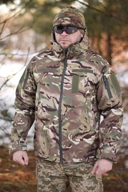 Тактична куртка Softshell армійська військова флісова куртка колір мультикам софтшел розмір 56 для ЗСУ - зображення 1
