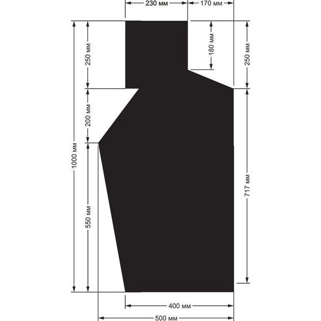 Мишень ВСУ №7а поясная фигура черная 50х100 см DU-GARA (Targ-0022) - изображение 2