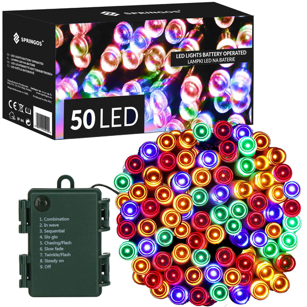 Светодиодная новогодняя гирлянда Springos на батарейках 5 м 50 LED ...