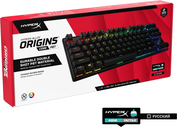 Клавіатура дротова HyperX Alloy Origins Core PBT HX Aqua USB Black