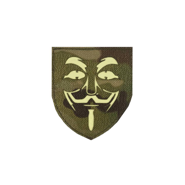 Шеврон на липучке Laser Cut UMT Анонимус/Anonymous 7х8 см Кордура люминисцентный Мультикам - изображение 1