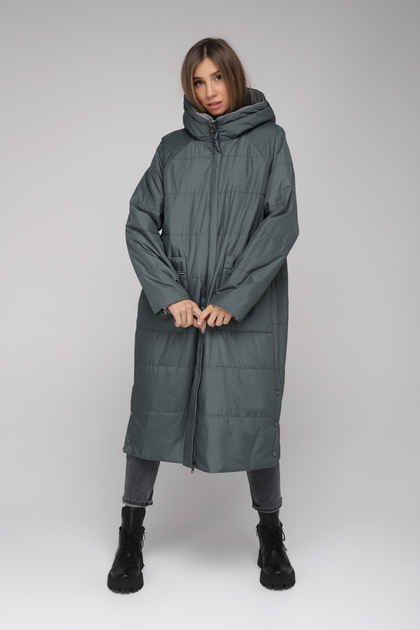 Куртка женская двухсторонняя Button 108-619 6XL Зелено-оливковый ...