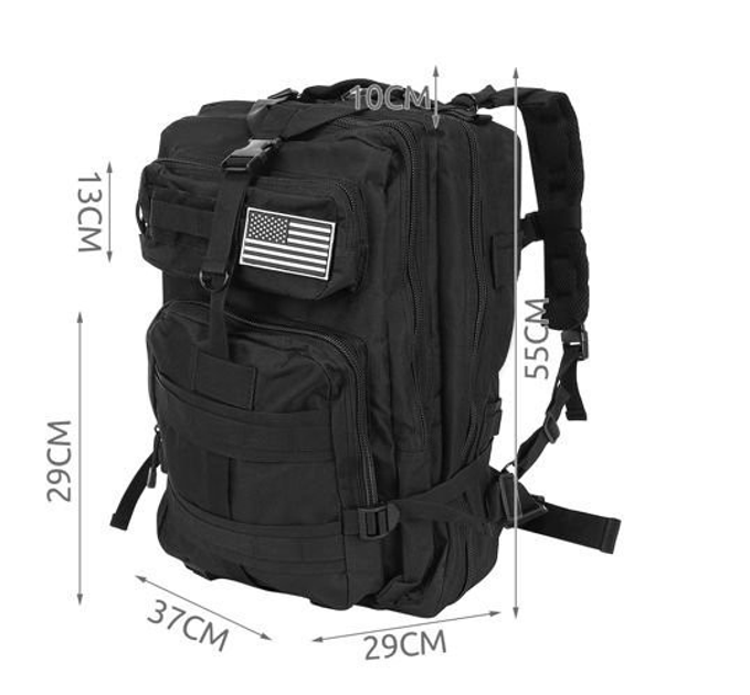 Военный тактический рюкзак XL Trizand черный 38л - изображение 2