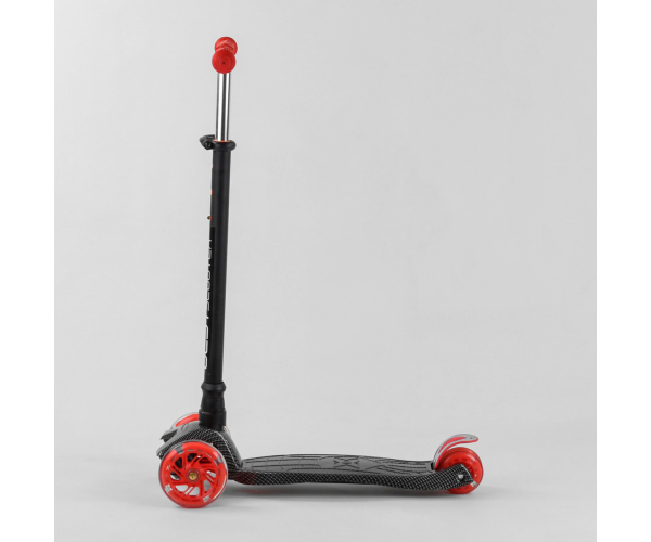 Дитячий самокат з колесами що світяться Best Scooter Maxi 1524 Чорний з червоним - изображение 2