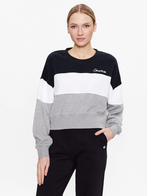 Свитшот женский Converse Women'S Knit Pullover 10024524-027 L Серый/Белый/Черный с принтом (194434080445) 