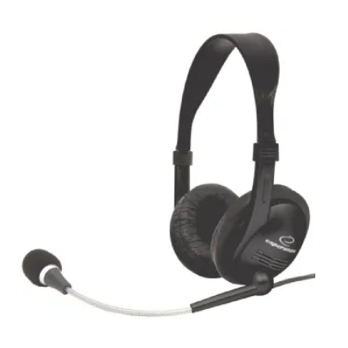 Наушники проводные с микрофоном Esperanza Headset EH115 2м 32Ом Black - Фото 1 Наушники проводные с микрофоном Esperanza Headset EH115 2м 32Ом Black - изображение 1