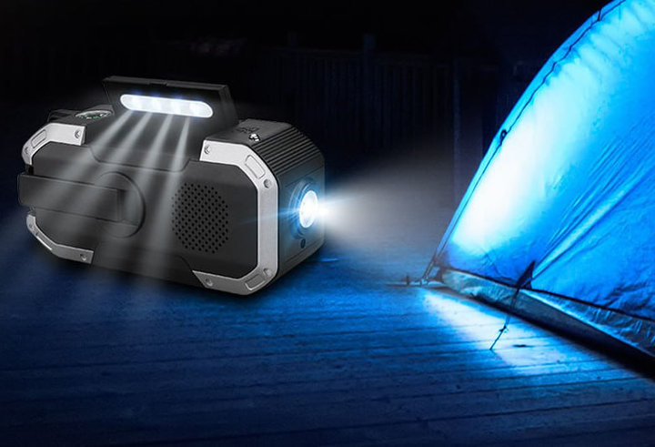 Портативный Аварийный Радиоприемник (радио) + фонарь и павер 5000mAh Kayinow 580F-Gray - изображение 2