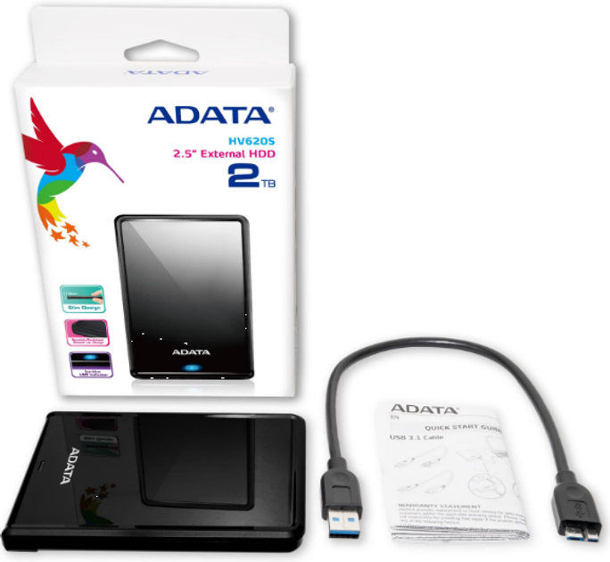 Внешний Жесткий диск A-DATA USB 3.2 Gen1 HV620S 2TB 2,5" Black (AHV620S ...