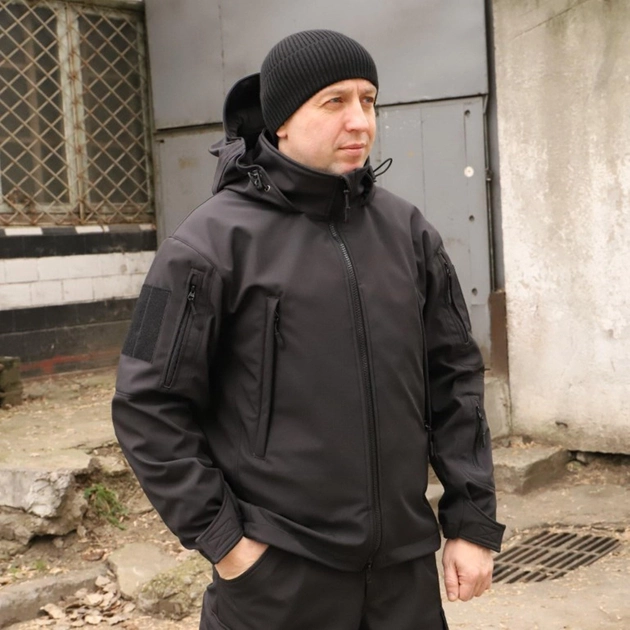 Тактична куртка Softshell. Куртка Софтшелл Haunt-Hanter. Розмір 56 чорний (0016К-1) - зображення 1