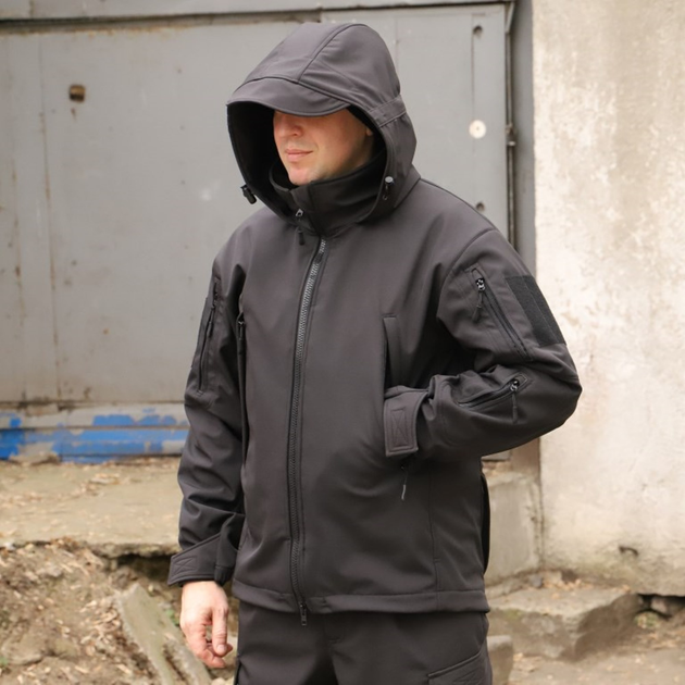 Тактична куртка Softshell. Куртка Софтшелл Haunt-Hanter. Розмір 60 чорний (0016К-1) - изображение 2