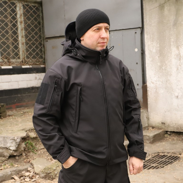 Тактична куртка Softshell. Куртка Софтшелл Haunt-Hanter. Розмір 46 чорний (0016К-1) - зображення 1
