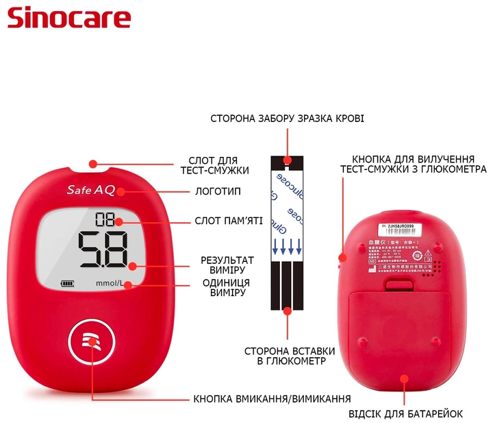 Глюкометр Sinocare Safe AQ Smart + 50 тест-полосок - изображение 2