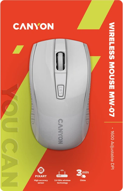 Bezprzewodowa mysz Canyon MW-7 Biała (CNE-CMSW07W) - obraz 6