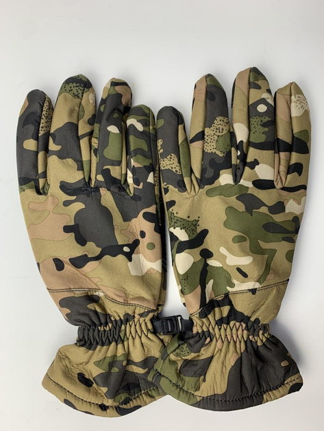 Водонепроникні тактичні зимові рукавички на флісі мультикам розмір М - зображення 1