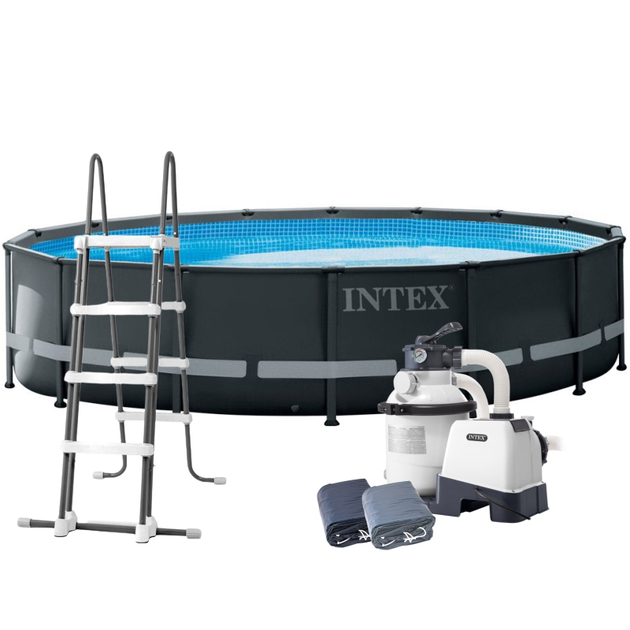 Каркасный бассейн Intex 488 х 122 см, с песочным фильтром, лестницей ...