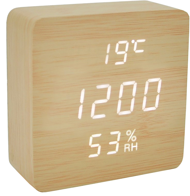 Настольные часы с будильником VST VST-872S Wooden (Yellow) White Light ...