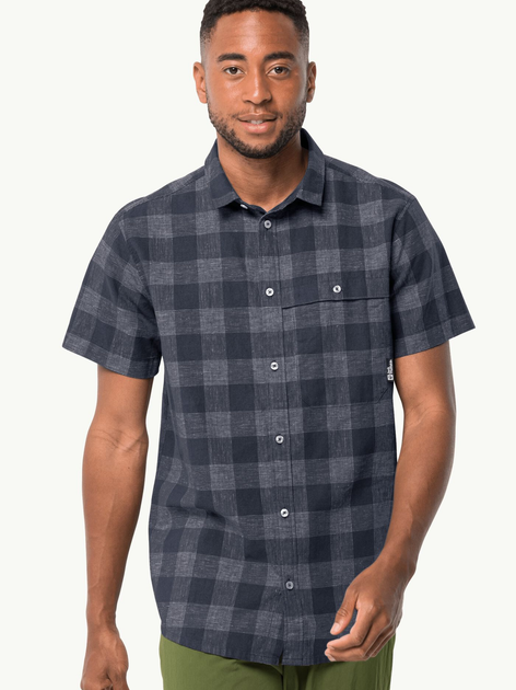 Рубашка летняя мужская Jack Wolfskin Highlands Shirt M 1403412-7630 XXL Синяя (4064993657005) 