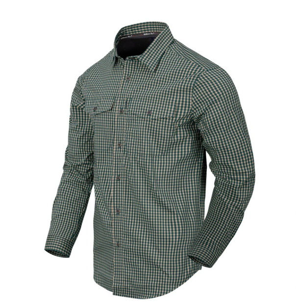 Рубашка (Скрытое ношение) Covert Concealed Carry Shirt Helikon-Tex Savage Green Checkered XL Тактическая мужская - изображение 1