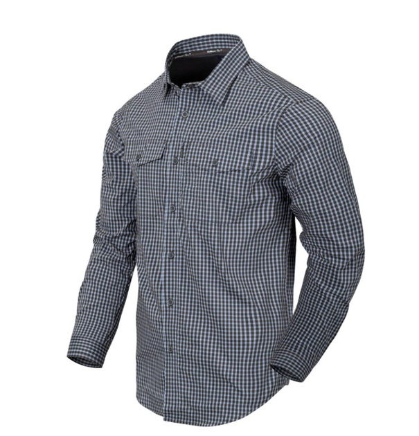 Рубашка (Скрытое ношение) Covert Concealed Carry Shirt Helikon-Tex Phantom Grey Checkered XXXL Тактическая мужская - изображение 1