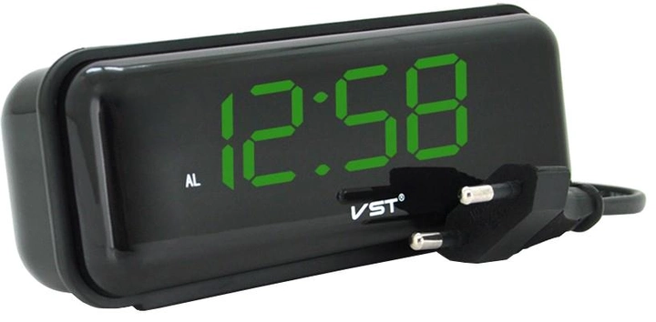 Акция на Настільний годинник з будильником VST VST-738 Green Light от Rozetka