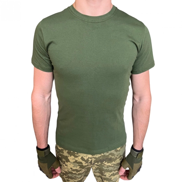 Футболка темна Оліва ЗСУ, літня військова футболка чоловіча, тактична футболка військовослужбовців все. Розмір L (50) - зображення 1