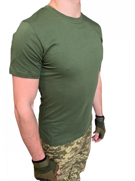Футболка темная Олива ЗСУ , летняя военная футболка мужская , тактическая футболка военнослужащих всу . Размер XL (52) - изображение 2