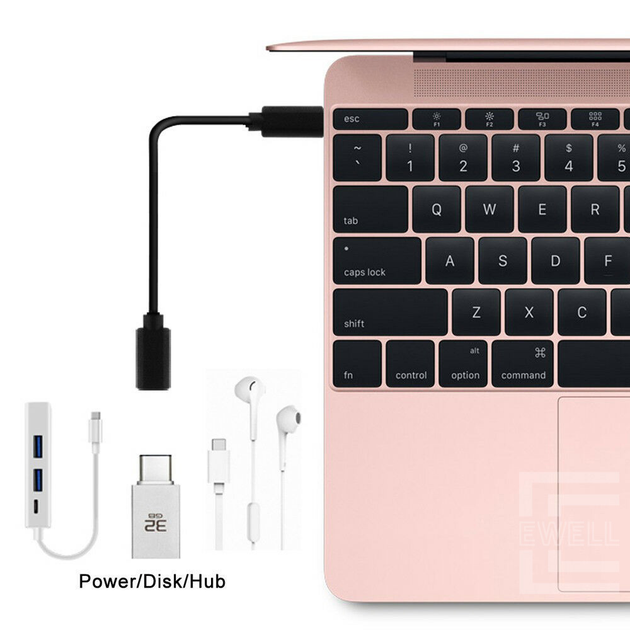 Удлинитель Ewell USB Type-C, Gen2, 100W 5A, 5 Gbps, 5 метров, черный ...